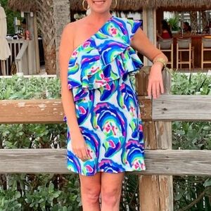 Vibrant One-Shoulder Dress Tilly Dress From Southern Frock New Small